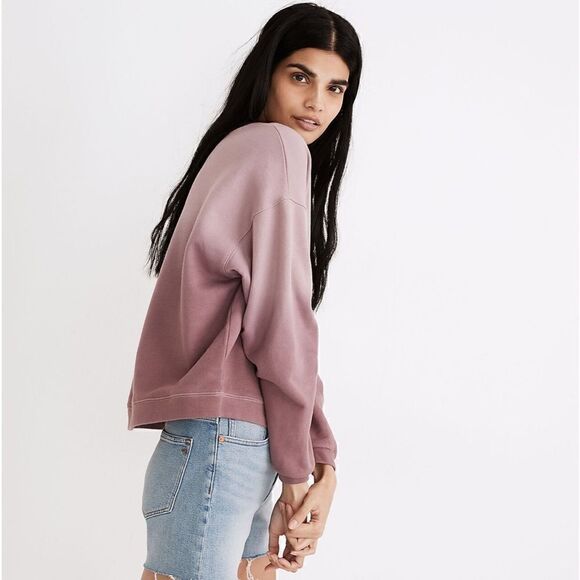 MADEWELL Dip-Dye (Re)sourced Cotton Swing Sweatshirt Mauve Pink Women’s Small - Picture 2 of 11